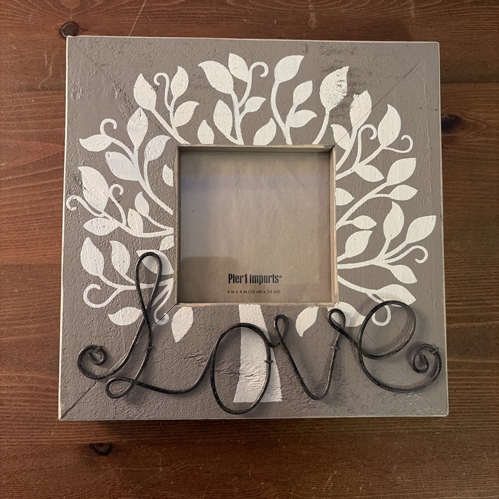 PIER 1‎ IMPORTS 9 X 9 Picture 4x 4 Wood W/metal Love Frame